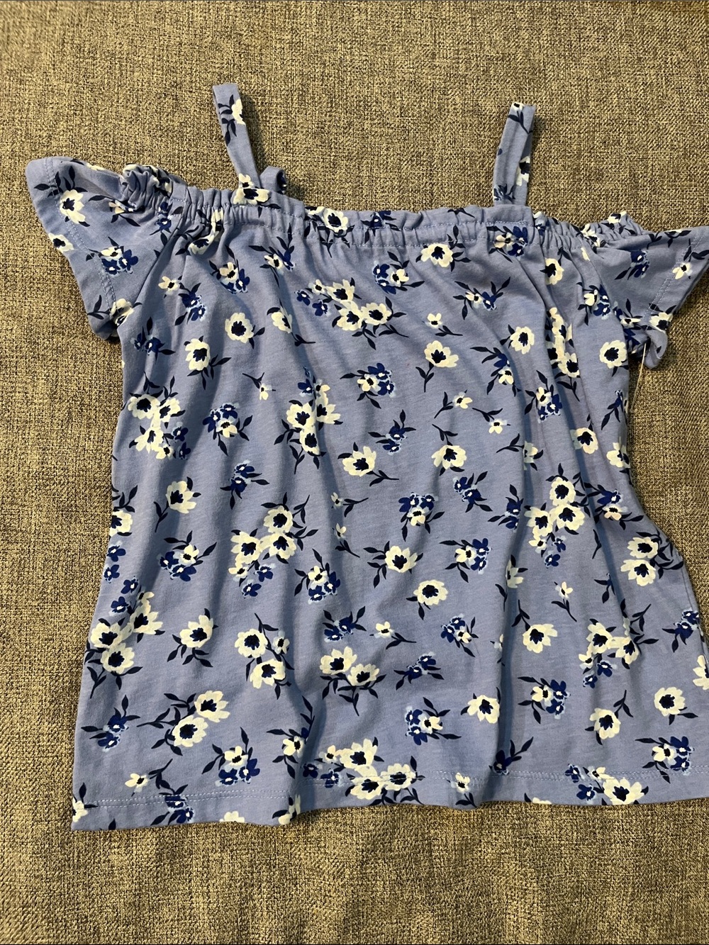 Place Girls Blue Floral Cold-Shoulder Top Size M-7/8 Great Condition